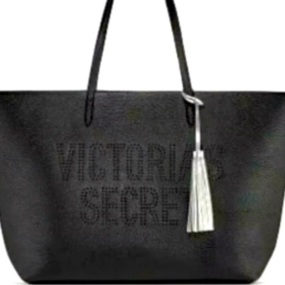 Victorias Secret Weekender Tote Faux Pebble Leather With Silver Tassel - Picture 2 of 12
